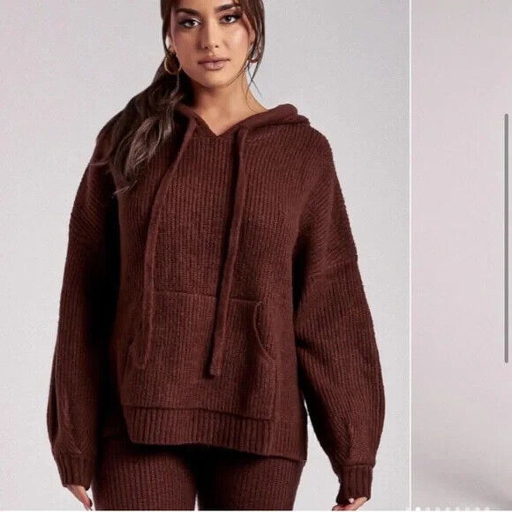 Y2K Meshki Hannah Moose Sweater Womens Size M Ribbed Hoodie Knitwear Oversized